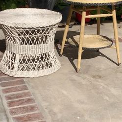 Antique And Wicker Tables