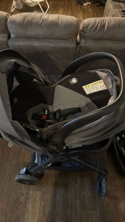 Car seat with base and stroller