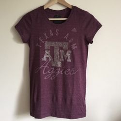 ADIDAS Dark Red Maroon Texas A&M Aggies Rhinestone College Team Short Sleeve Tee