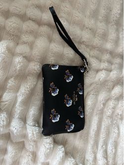 Black and blue/white flowers couch wristlet purse