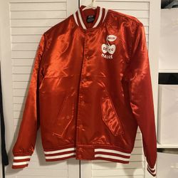 Hija De Tu Madre Red Cherry Logo Satin Bad Bunny Bomber Small Jacket Women's NEW