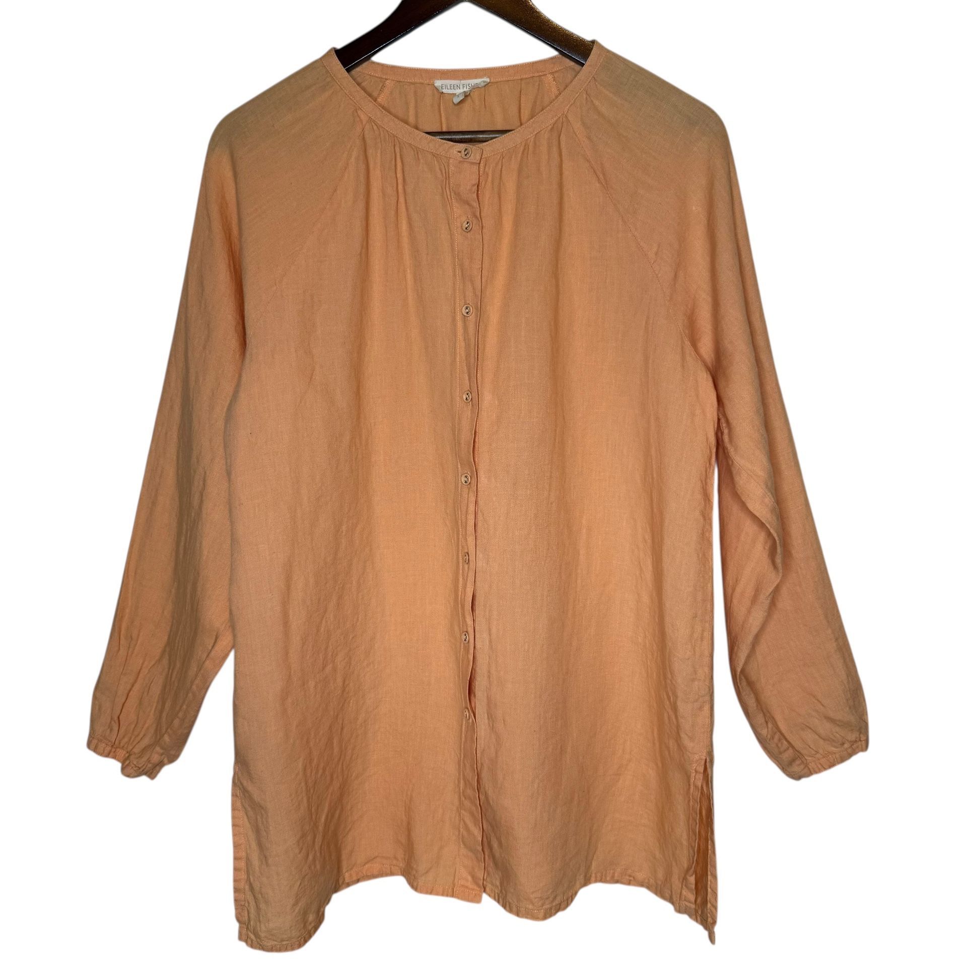 Eileen Fisher Women’s Linen Tunic Button Up Top Size Small