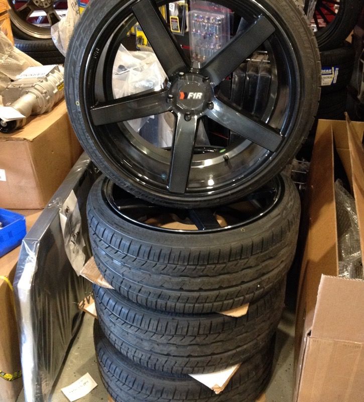 F1R 20x9.5 5x114.3 (4.5) low offset wheels tires 245-35-20 Road Hugger GT Ultra
