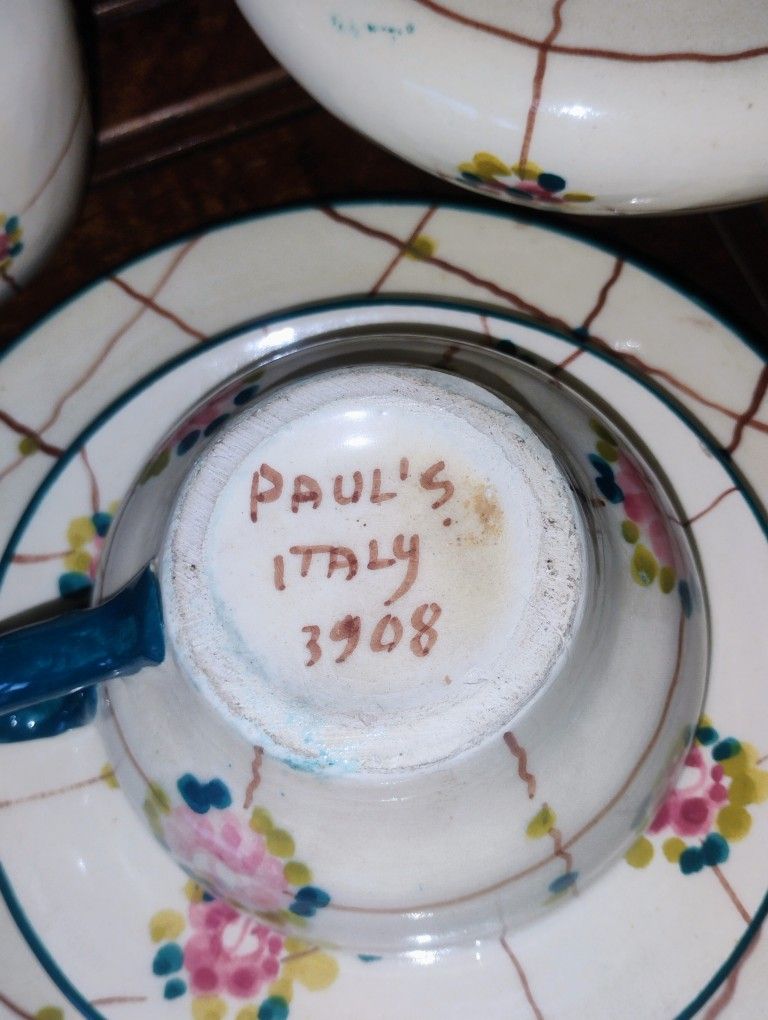 Six Piece Tea Set Vintage Paul's Made In Italy