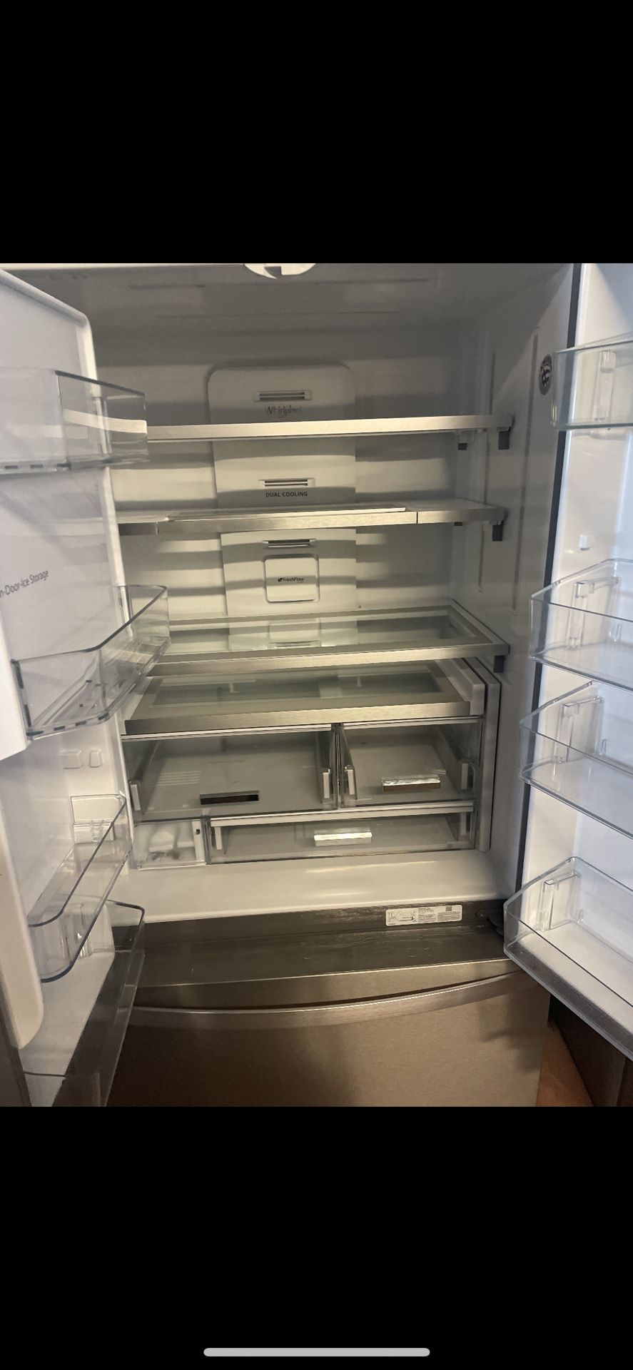 Open box whirlpool French door refrigerator. On sale! $1,899