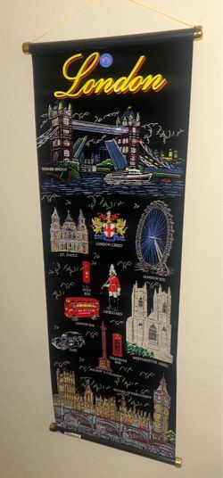 Vintage London Souvenir Wall Scrolls - Set of 2