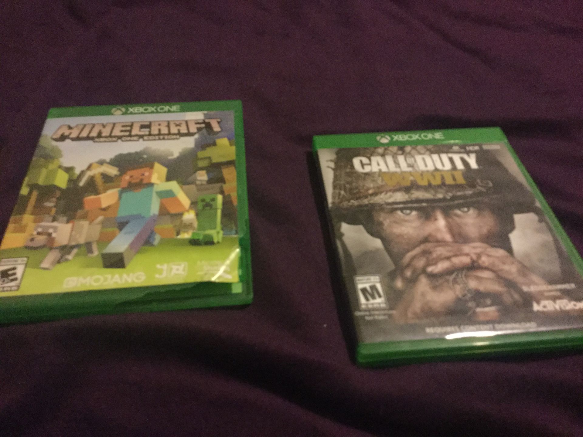 Perfect condition discs call of duty ww2 is new and Minecraft is 1 year old