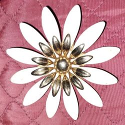 Beautiful Large Enameled Flower Brooch Pin Sara Cov