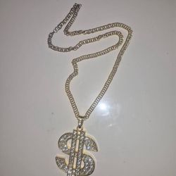 Gold Plated Chain With a $ Sign Pendant