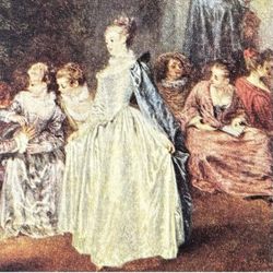 Jean-Antoine Watteau Fête Champêtre Original Vintage Fine Art Print 1930’s Antique USA Printed France French School Collectible Baroque Rococo
