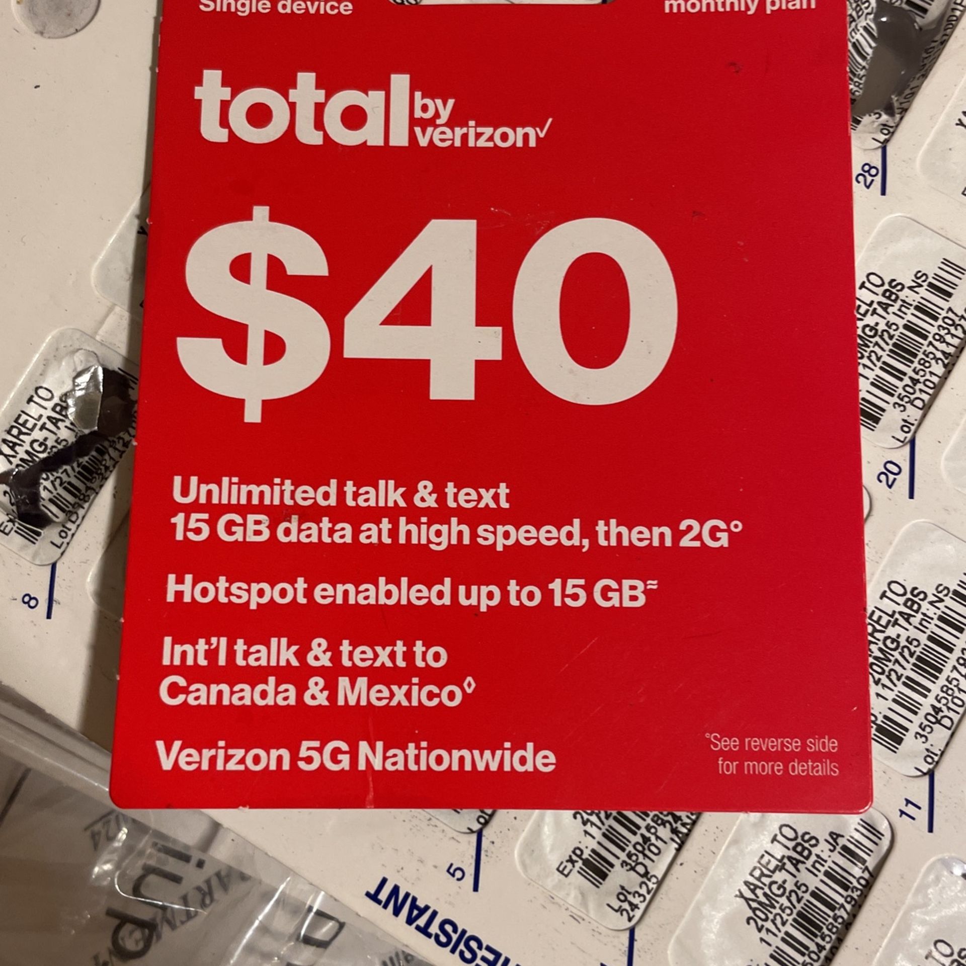 40$ Total By Verizon Unlimited Talk And Text