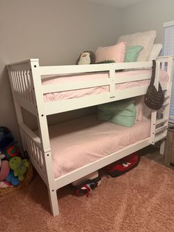 Pottery barn bunk bed and two mattresses