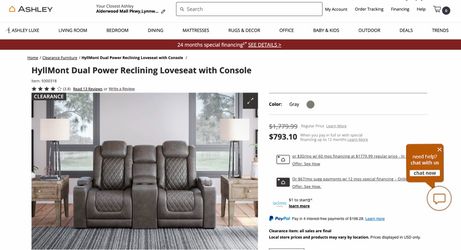 HyllMont Dual Power Reclining loveseat with console