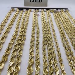 14K Diamond Cut Rope Chains! 1-14mm available! 15mm And Up Can Be Ordered!