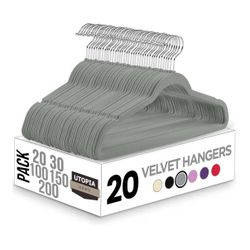 ✨ Like New Velvet Hangers – 40 Count (Grey)