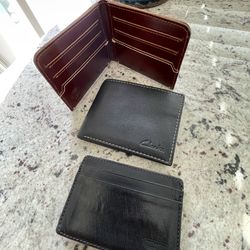 Leather wallets , money clip