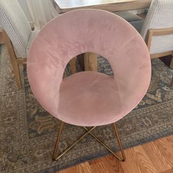 Pink Velvet Vanity Desk Decorative Circle Round Chair