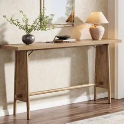 New assembled 63" Long Entryway Table, Modern Console Table with Metal Legs, Wooden Sofa Console Behind The Couch for Entrance, Hallway, Living Room, 