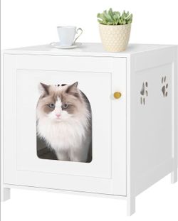 White Cat Litter Box Enclosure / Cat House