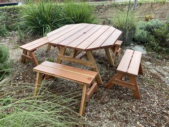 Hexagon Wooden Table. Furniture, Patio Set