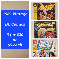 1989 DC Comics - $5each or 4 for $20 -  Bagged w/board - Great Condition  - Vintage