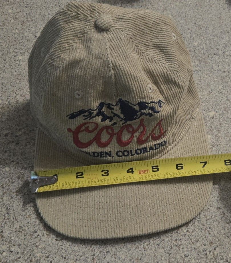 Coors Corduroy Hat Cap Adult Snapback Adjustable Beige Banquet Beer Dever Ski