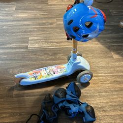 Toddler Scooter W/ Helmet Knees Pads