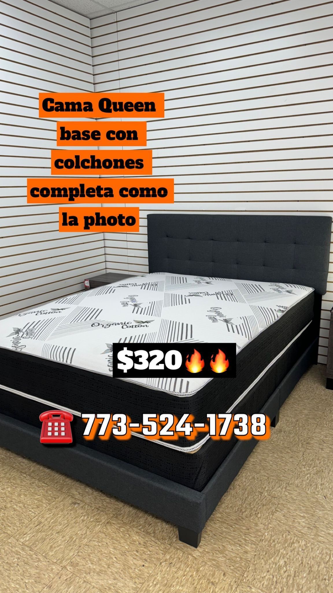 Queen Size Bed Headboard Frame Mattress And Box Spring All Included Brand New Furniture Yes We Deliver 