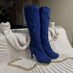 Leather Blue Boots 