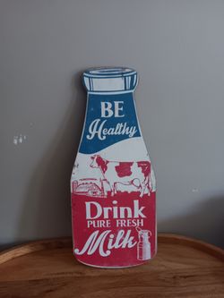 Vintage Style milk bottle shaped wood sign