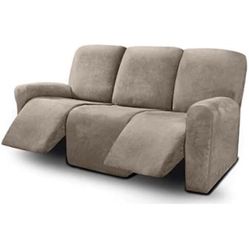 ULTICOR 8-Pieces Recliner Sofa Covers Velvet Stretch Reclining Couch Covers for 3 Cushion Reclining Sofa Slipcovers Furniture Covers Thick Soft Washab