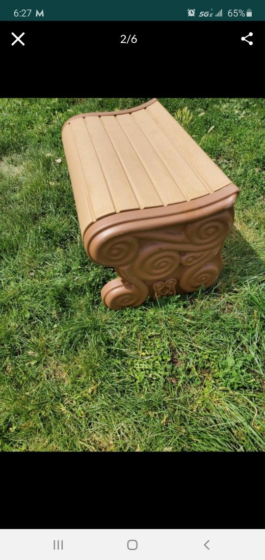 Garden, tailgating, camping,  Patio Benches dark brown sides and tan seat  With Storage Under Seat