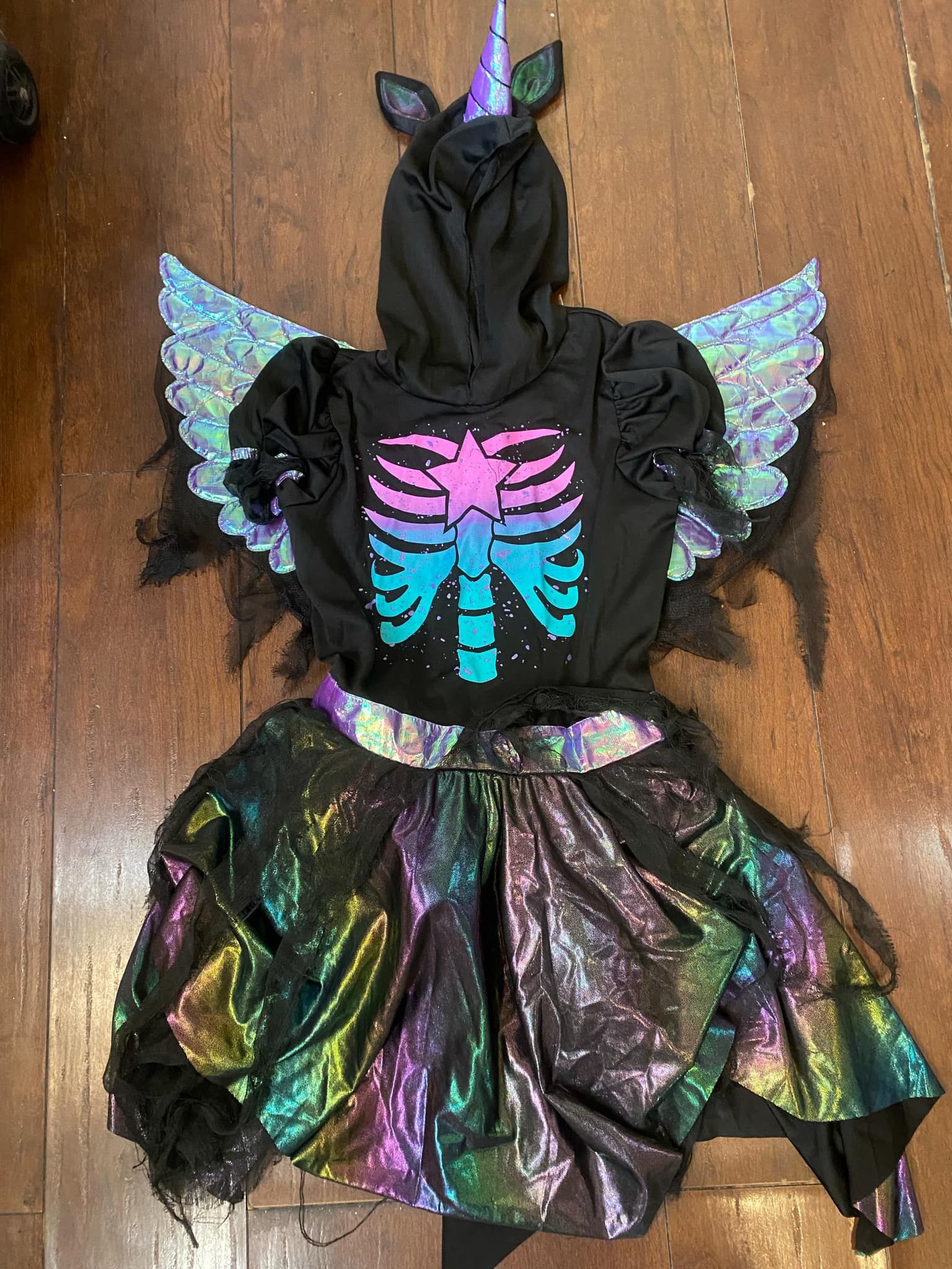 Party City Zombie Unicorn Halloween Costume for Girls, Large Includes Hooded Dress and Wings