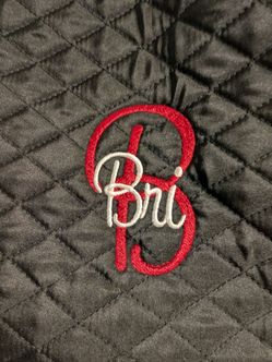 Black Quilted Bag with Embroidered Letter B and the Name Bri