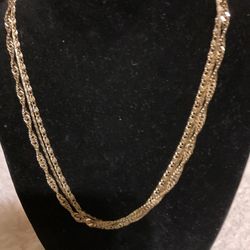 3 Strand Gold Necklace With Adjustable Chain