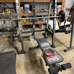 Golds Gym Bench Press With Bench And Weights 