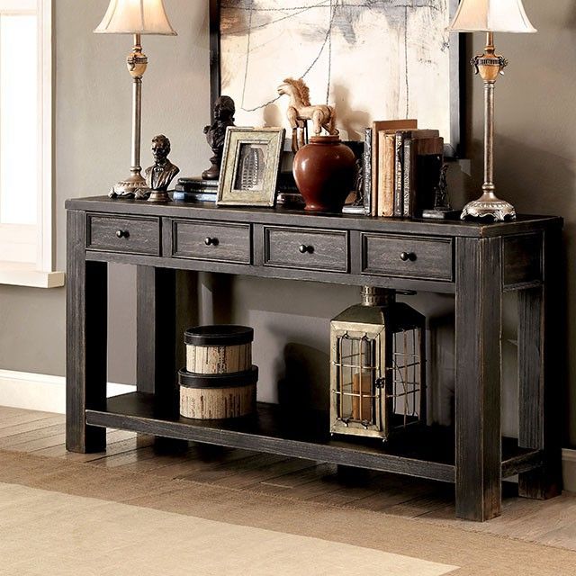 Rustic black console table