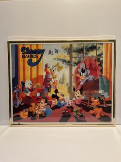 Vintage Disney Babies Poster Mickey & Friends Rare Picture Poster - (With Frame) 16”H x 20”L