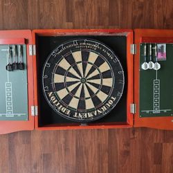 Dart Board Cabinet With Darts