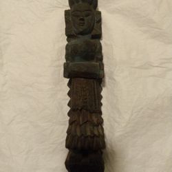 ANTIQUE  1700s INDIA HAND CARVED WOOD DIETY SCULPTURE