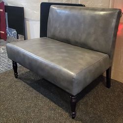 Armless Settee / Loveseat Bench – Gray Renu Leather