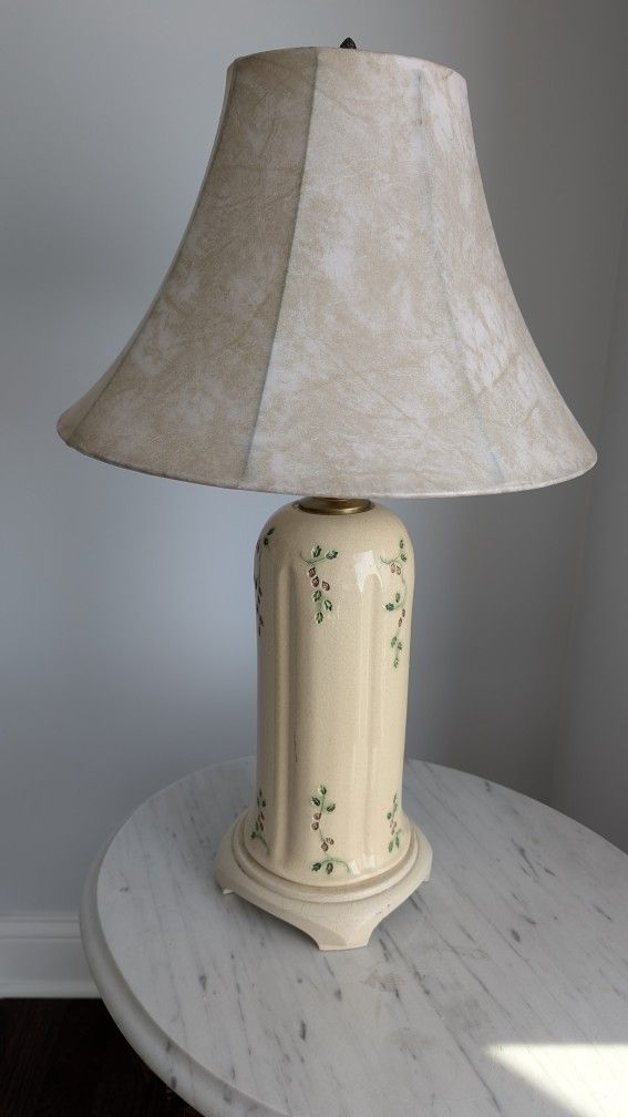 Ceramic Lamp With Floral Design Carved In
