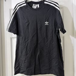 Adidas Originals Men's Black Trefoil T-Shirt with White Stripes