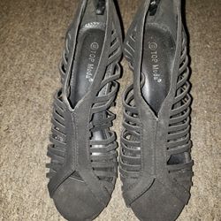 TOP Moda Open Toe Black Heels
