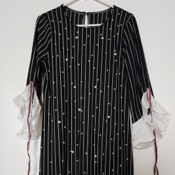 Women's Navy Blue Embroidered Bell Sleeve Blouse Size XL