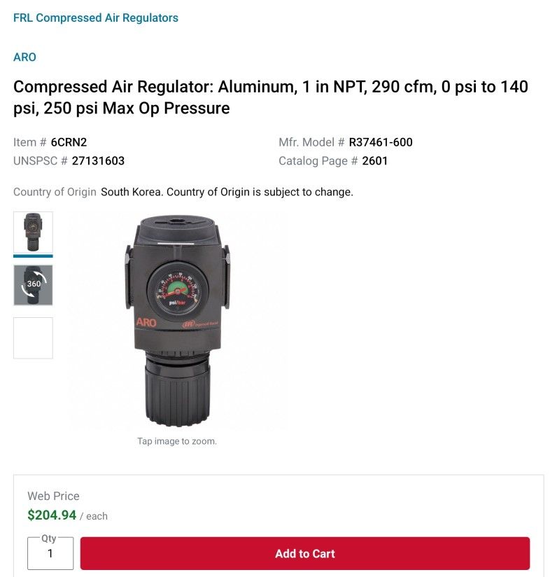 Brand New Compressed Air Regulator