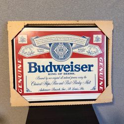 Budweiser King of Beers Framed Sign
