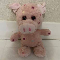  Kellytoy Sugar Loaf Pig Pink Plush Polka Dots Big Eyes Stuffed Animal 12" Spring 