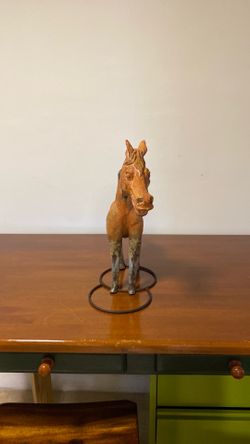 Handmade metal vintage boblehead nodder horse sculpture