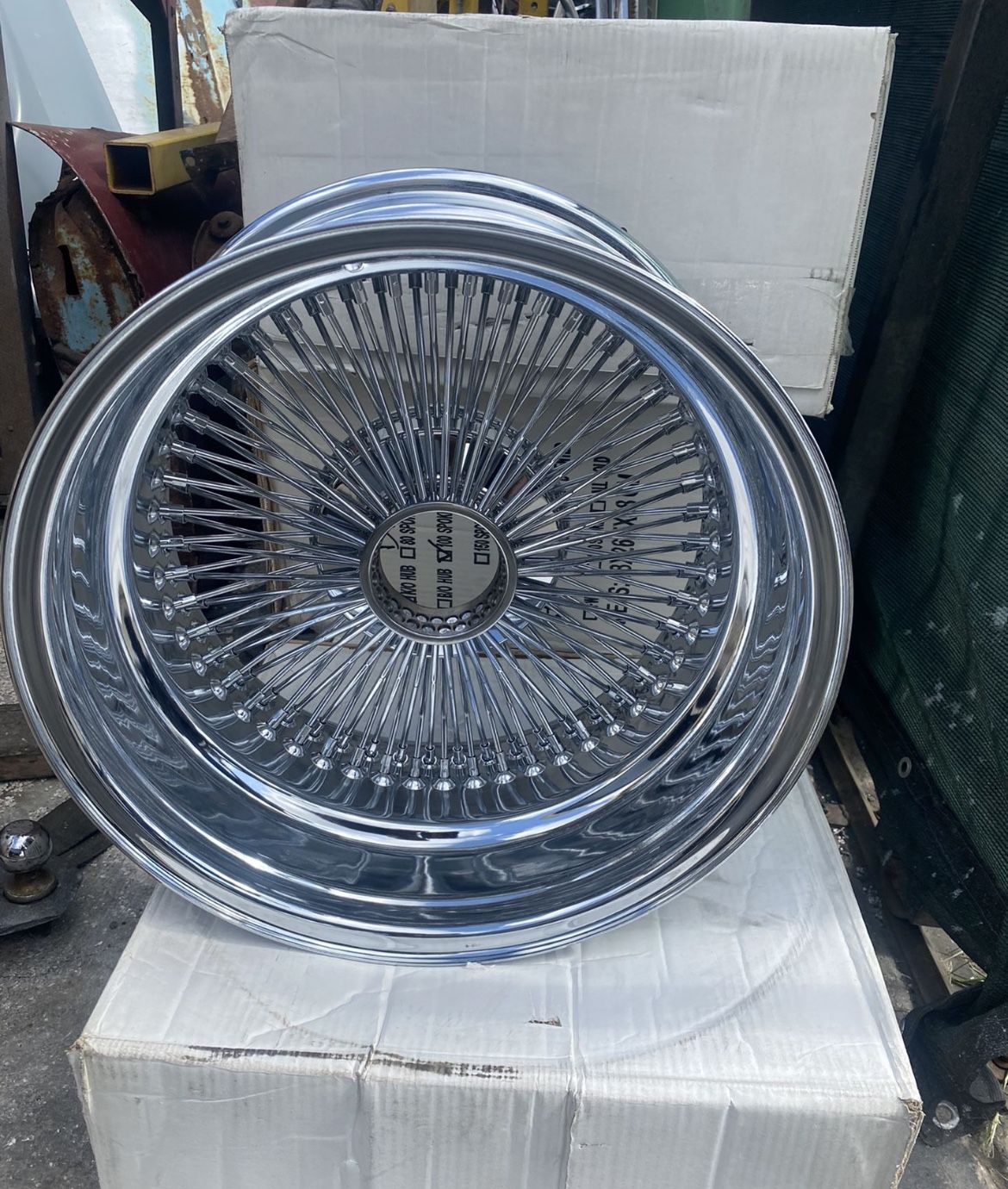 17x9 100 spoke reverse Wire Wheels (mustang, Camaro Dayton Replicas) complete FIRM I Will Block Tire Kickers